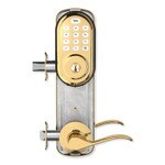 Yale Z-Wave Plus Assure Interconnected Push Button Deadbolt Lockset, Norwood Lever, Left Hand, 4 In. Prep, Polished Brass